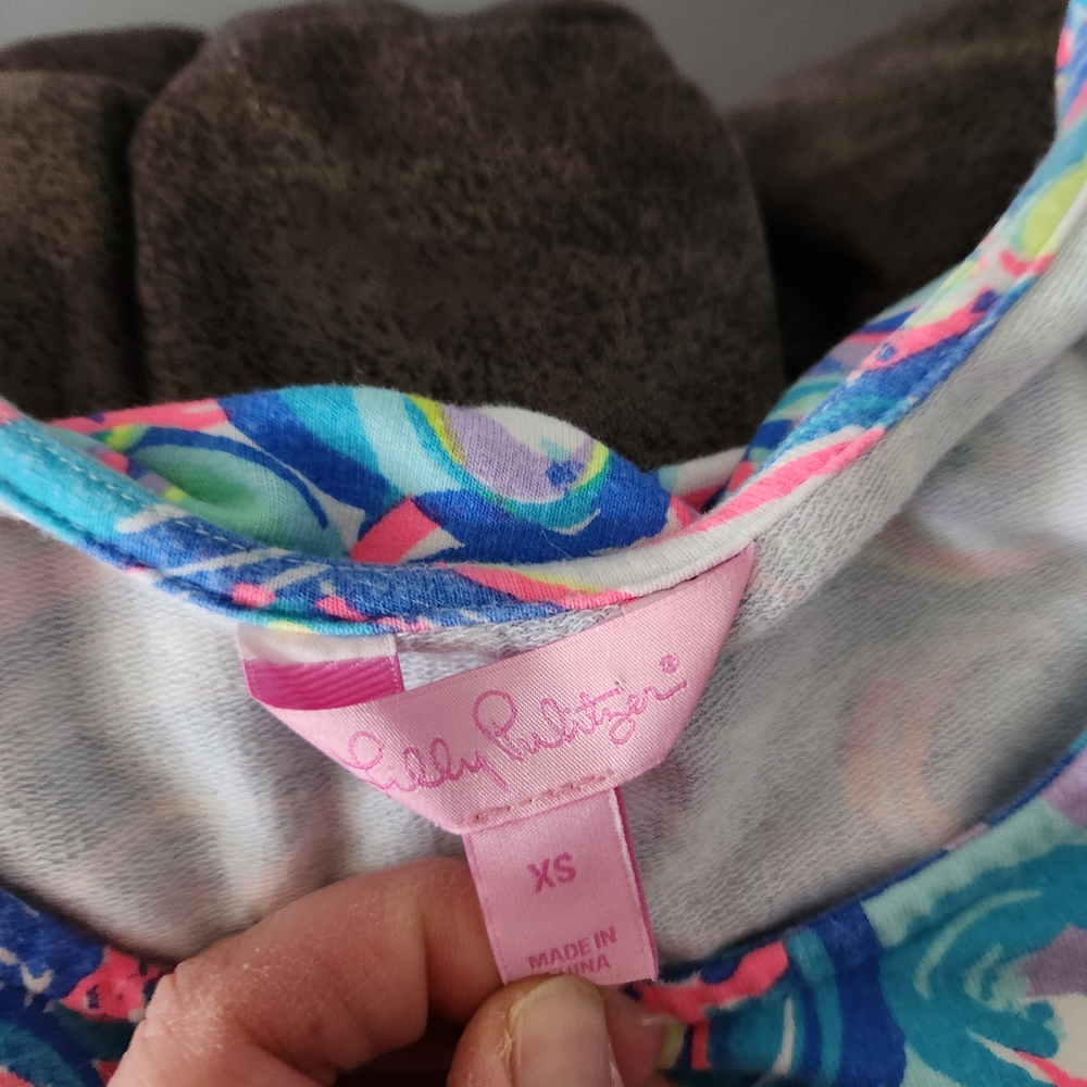 Lilly Pulitzer Xs Dress Colorful Swirl Pattern Dress Tammy Cotton Blend - Picture 7 of 9
